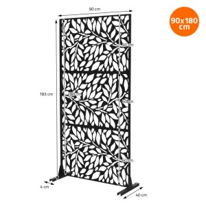 ML-Design Metall-Sichtschutz Firenze 90x180 cm Schwarz aus Stahl