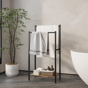 Relaxdays Handtuchständer Metall Schwarz Freistehend 81,5 cm x 42 cm x 24 cm
