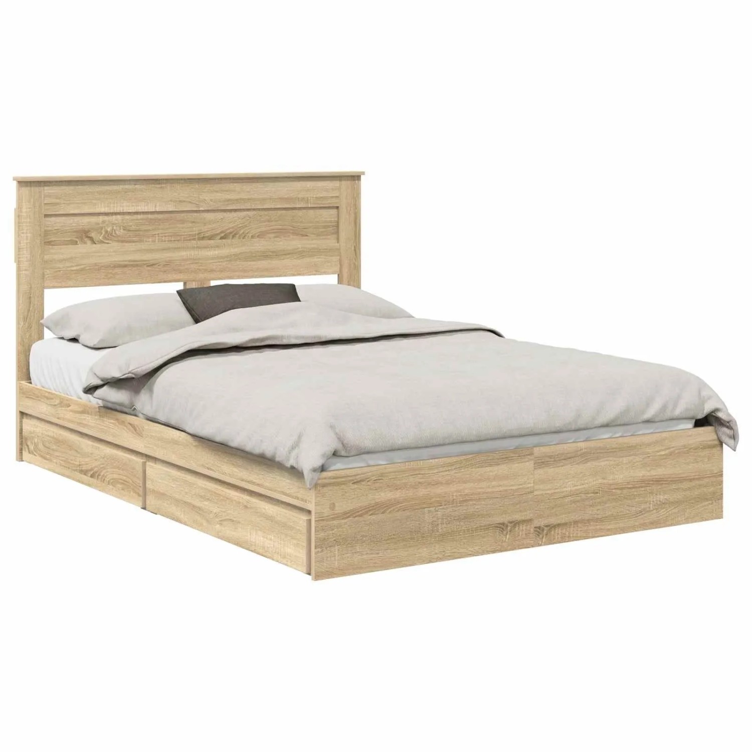vidaXL Stauraumbett Sonoma-Eiche 140 x 190 cm Holzwerkstoff 3409909 günstig online kaufen