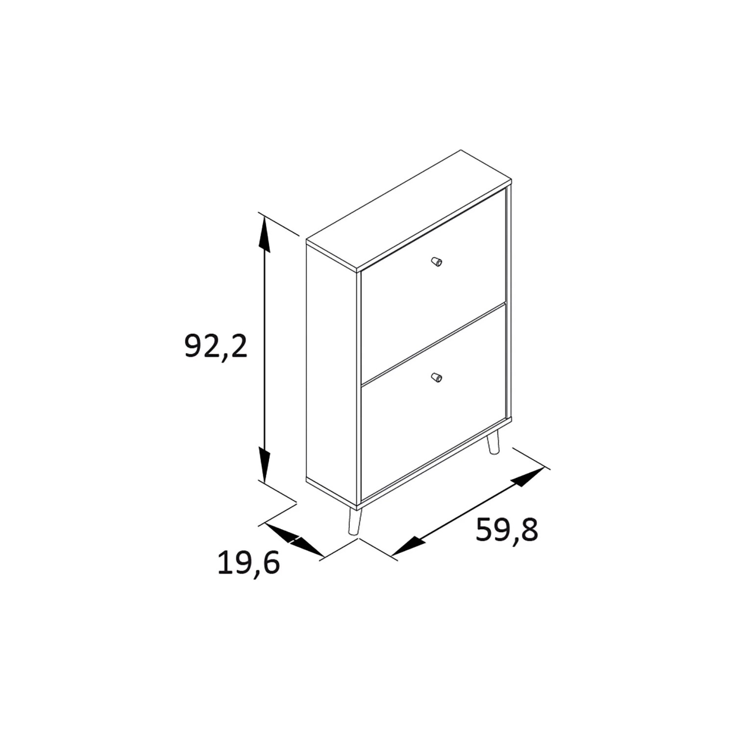 Schildmeyer Schuhkipper Bjarne, mattweiß, mit 2 Klappen und Holzfüßen. Maße: 92,2x59,8x19,6 cm.