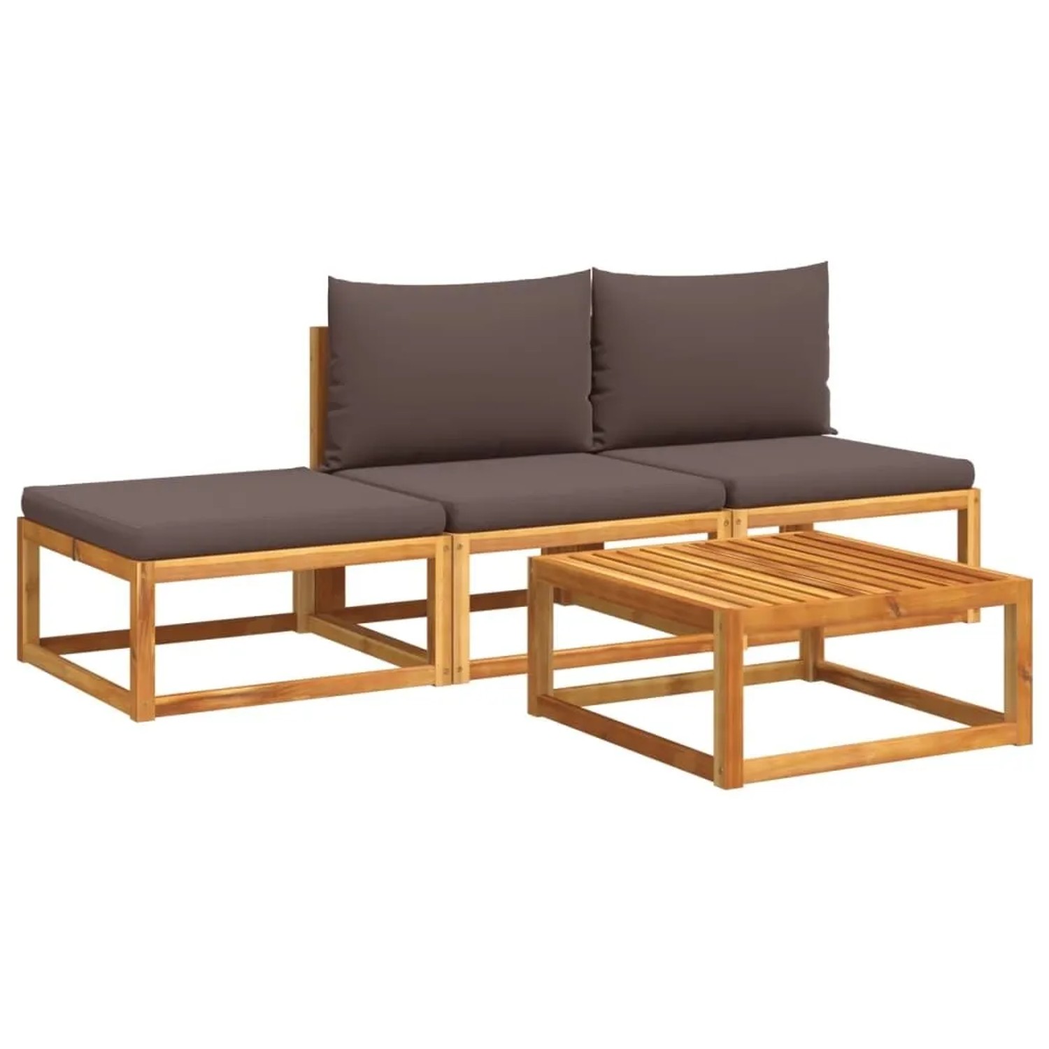 vidaXL 4-Tlg Gartensofa-Set mit Kissen Holz Akazie & Seil 3278843
