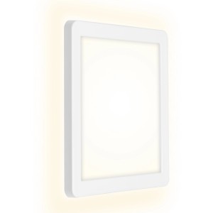 Eckige, weiße Brilo LED-Außenleuchte Frankfurt für Wandmontage mit Backlight-Effekt.