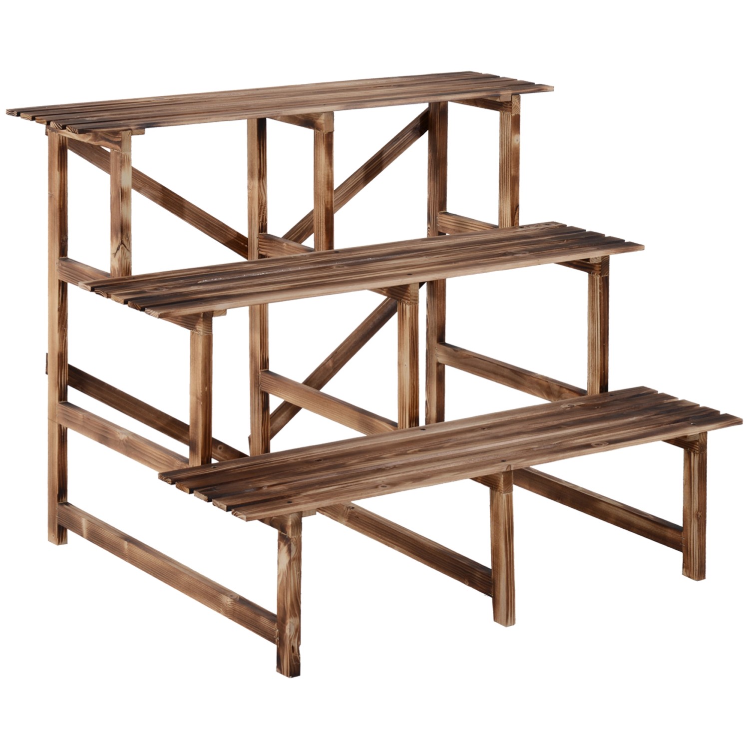 Outsunny  Pflanzenregal Tannenholz Naturholz L100 x B80 x H78cm günstig online kaufen