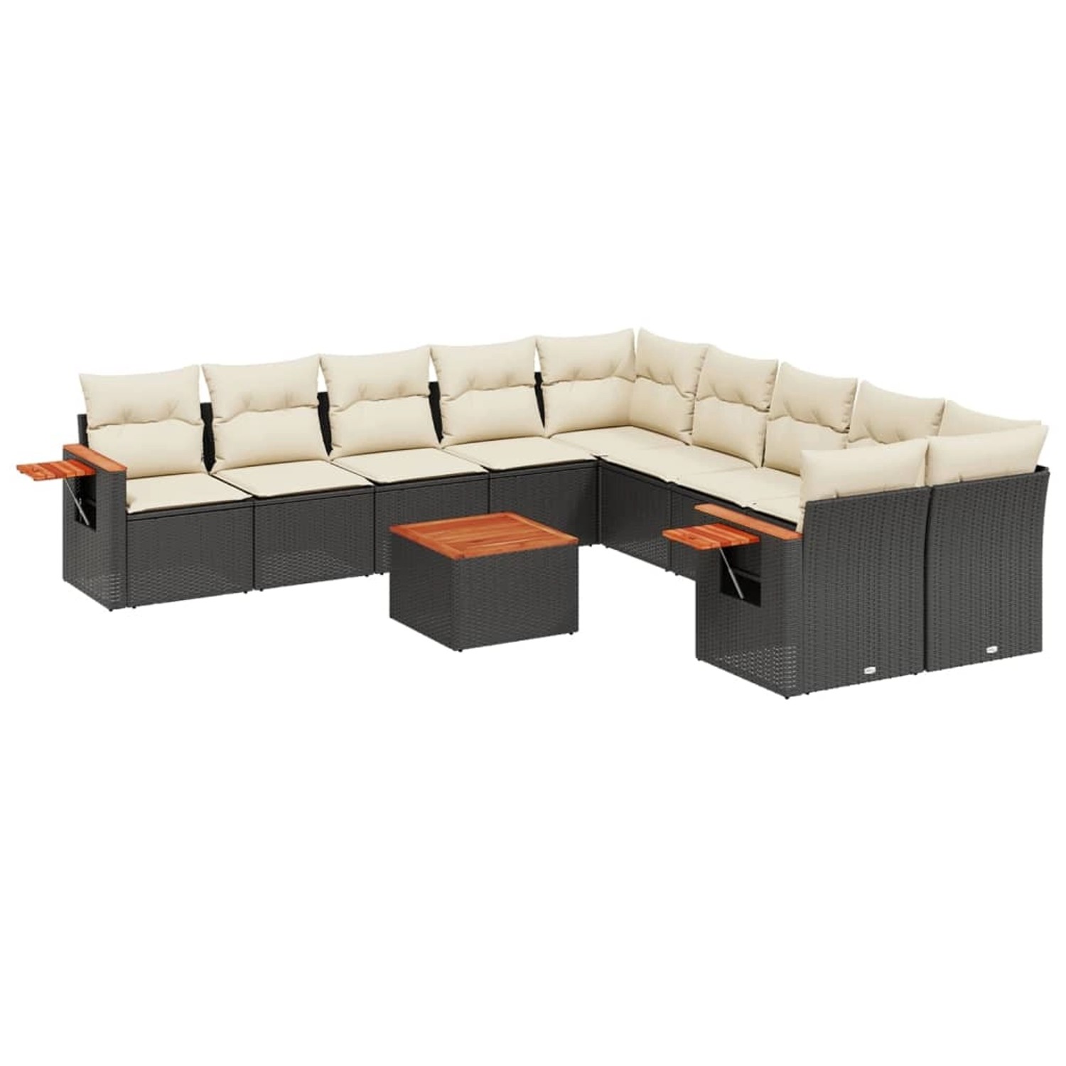 vidaXL 11-Tlg Garten-Sofagarnitur mit Kissen Schwarz Poly Rattan 3227197 günstig online kaufen