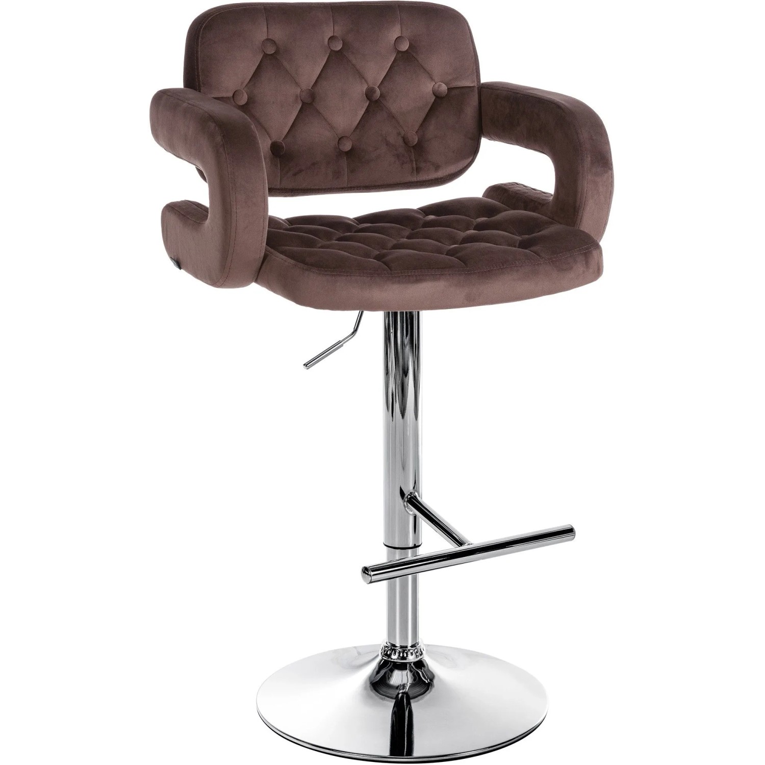 DELUKE Barhocker BURID Samt Braun 62x55x103cm Silber Barstuhl Mit Lehne Tresenhocker Tresenstuhl