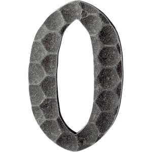 Schwarze Hausnummer 0 aus verzinktem Schmiedeeisen von AnsaPro.