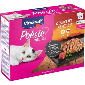 Vitakraft Poésie Délice Gelée Katzenfutter, 6x85g Multipack mit Huhn und Rind.