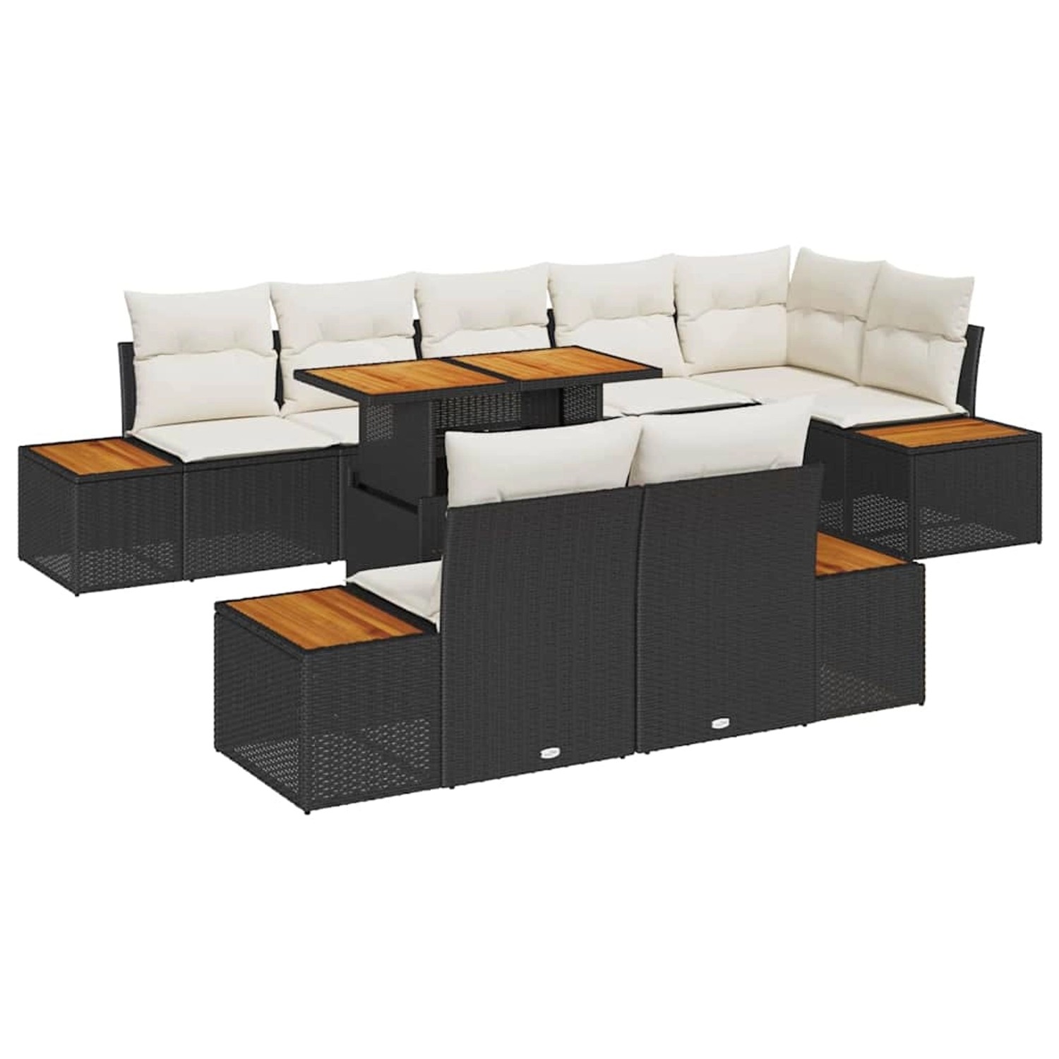 vidaXL Garten-Sofa-Set mit Speicher 9-Tlg Schwarz Poly Rattan 3358816 günstig online kaufen