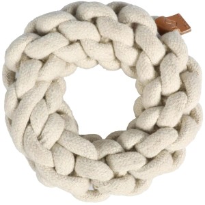 Beiger Ebi Hundespielzeug Ring Ben, 13 cm, aus Baumwolle, für Apportierspiele.