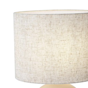 Beige QAZQA Japandi Tischleuchte Timo mit Leinenschirm für Wohn- und Schlafzimmer.