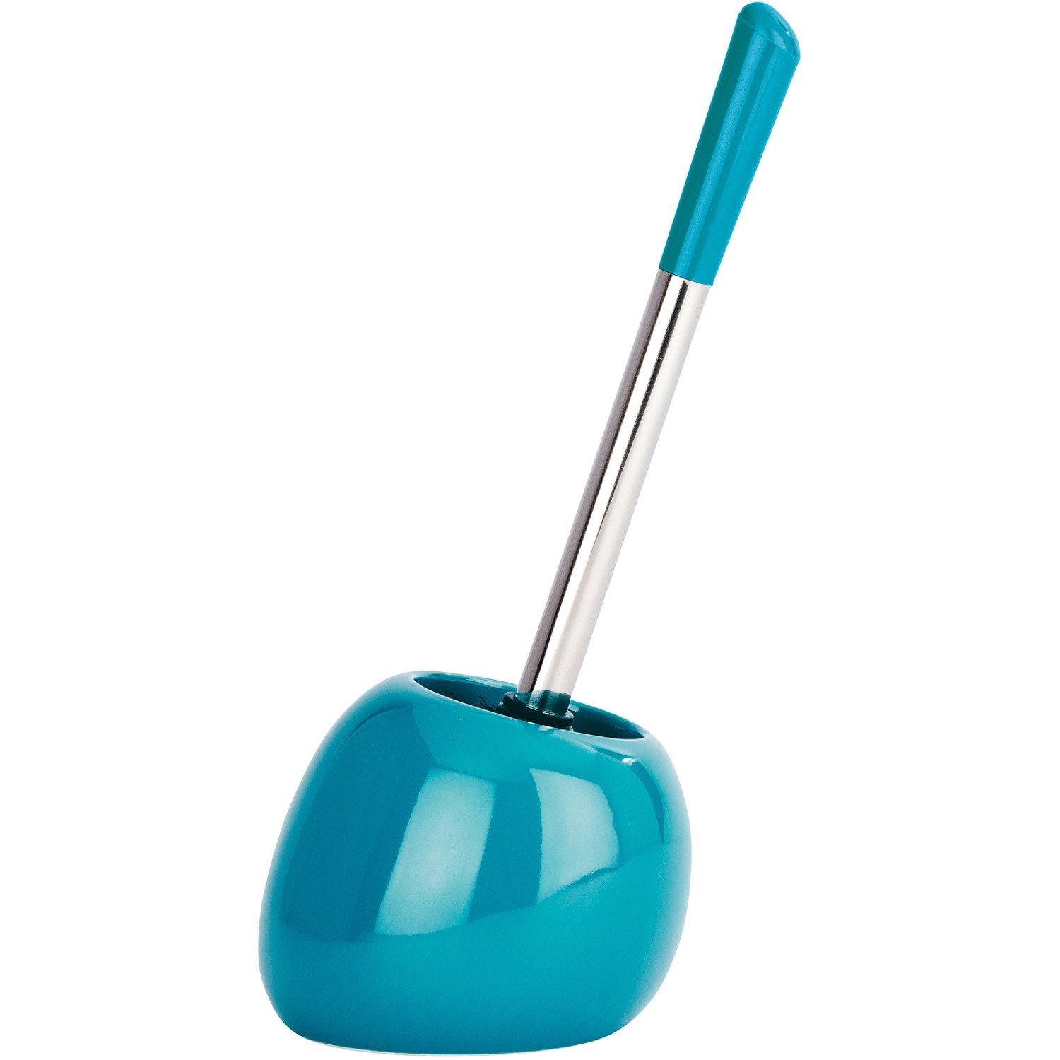 Wenko WC-Garnitur Polaris Petrol aus Keramik mit Bürste und Halter.