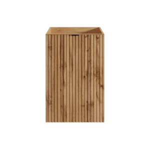 Vente-unique Handwaschbeckenunterschrank Vahira, helles Holz mit geriffelter Front, 40 cm. Modernes Badmöbel.