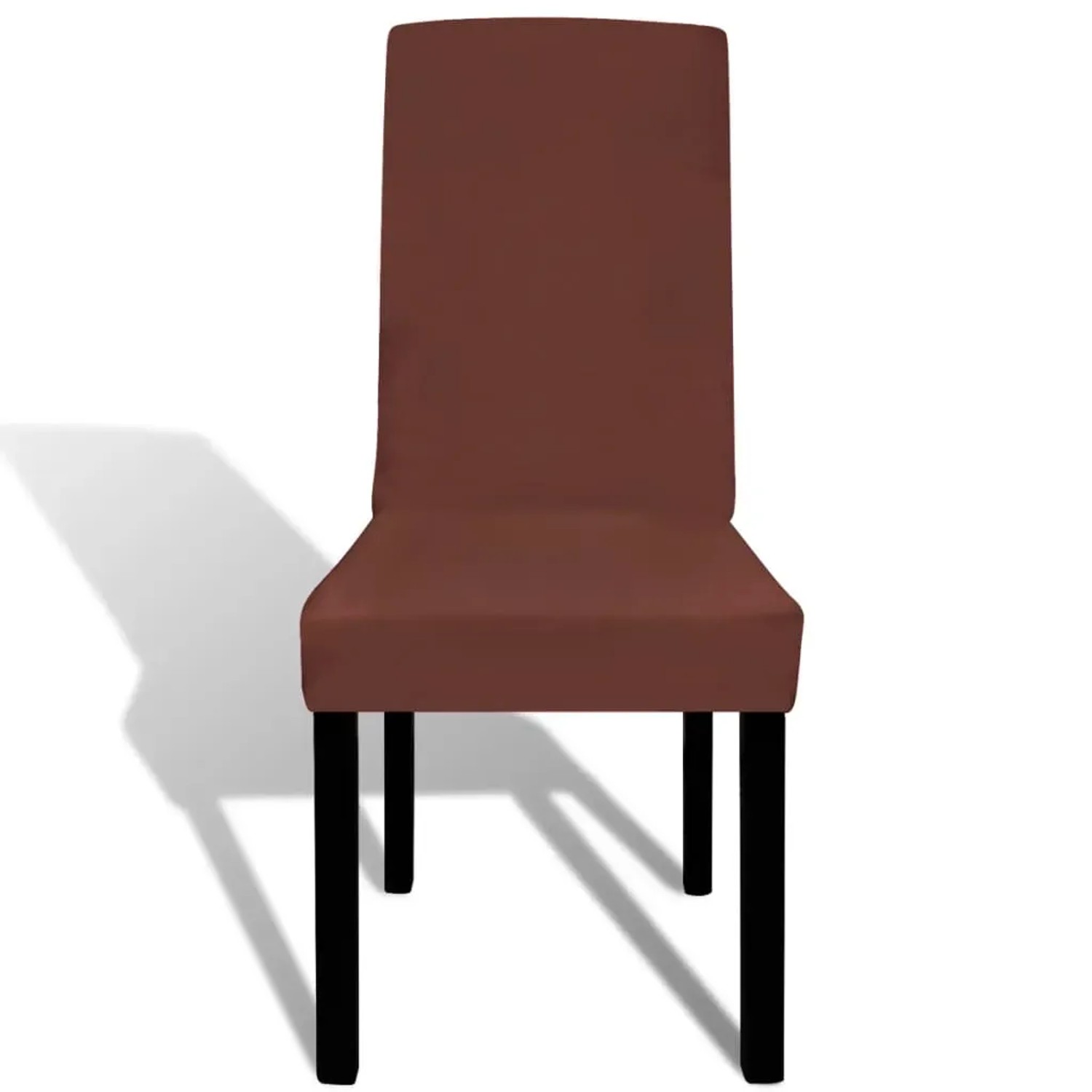 6er-Set Stretch-Stuhlhussen in Braun für Esszimmer und Wohnbereich.