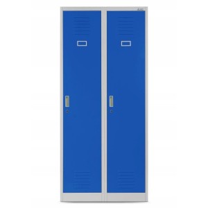 Jan Nowak Kleiderspind Kacper mit 4 Fächern in Grau-Blau, abschließbarer Stahlschrank.