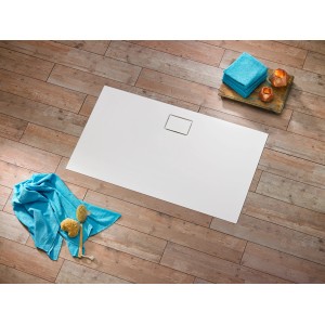 Rechteckige, weiße Ottofond Duschwanne Pearl 120x80 cm aus Acryl, bodengleiche Montage.