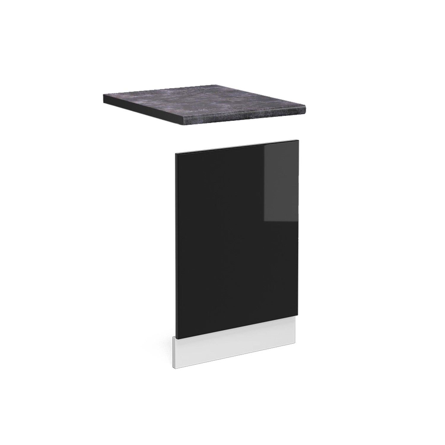 Vicco Frontblende R-Line Geschirrspüler Fronttür Schwarz Hochglanz/Weiß 45 cm AP Anthrazit