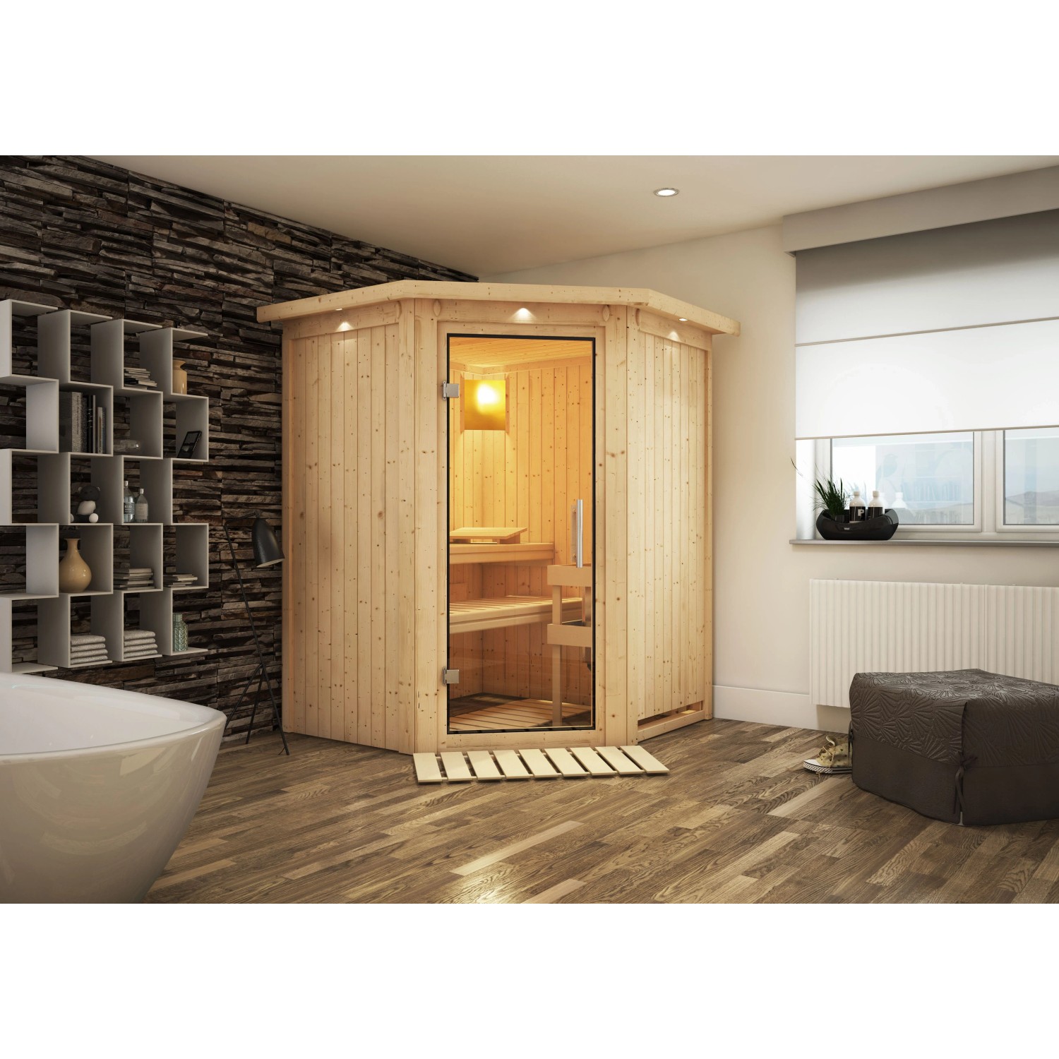 Karibu Sauna LED-Dachkranz Natur