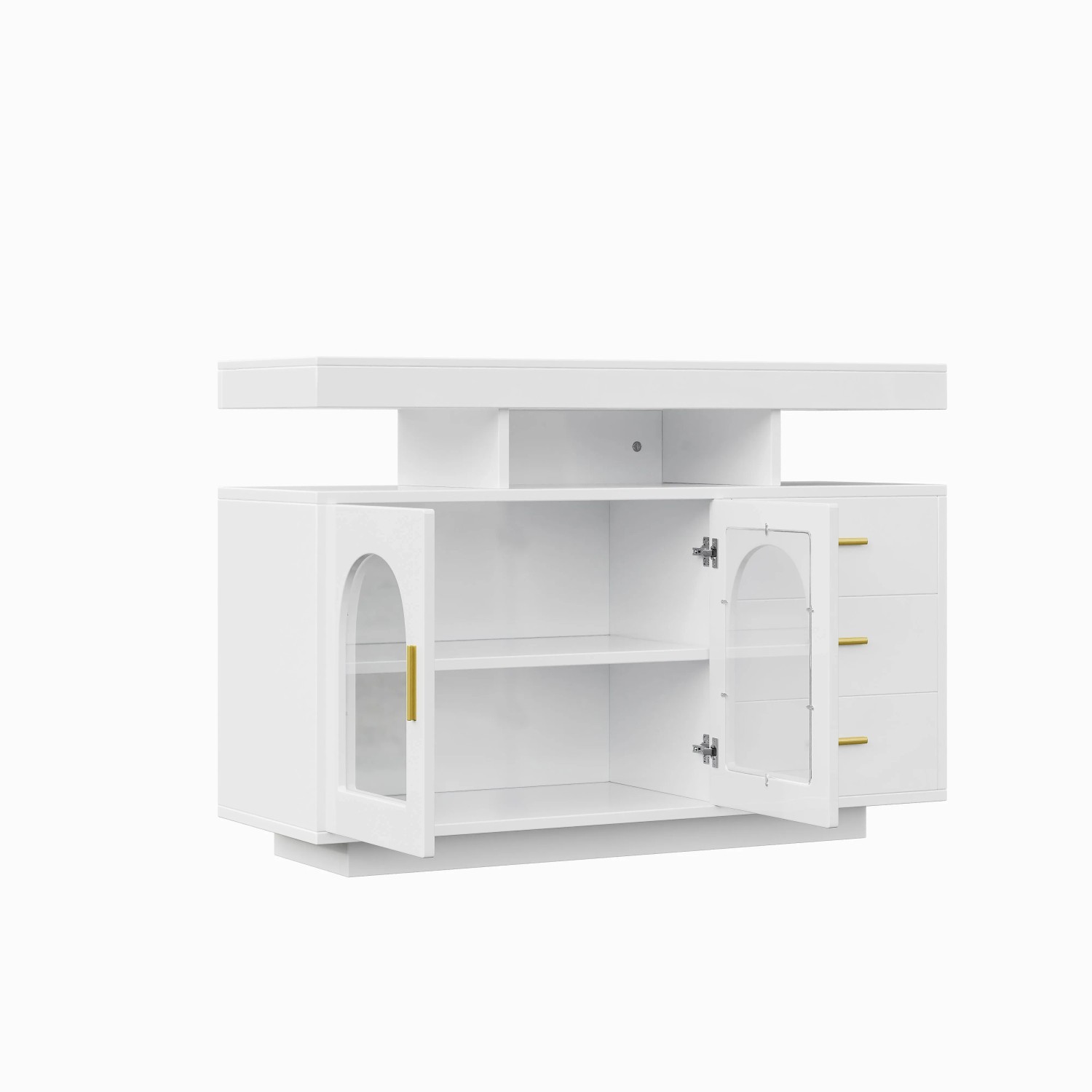 okwish Sideboard mit LED Beleuchtung 16 Farben Esszimmer 120x40x80cm Weiß