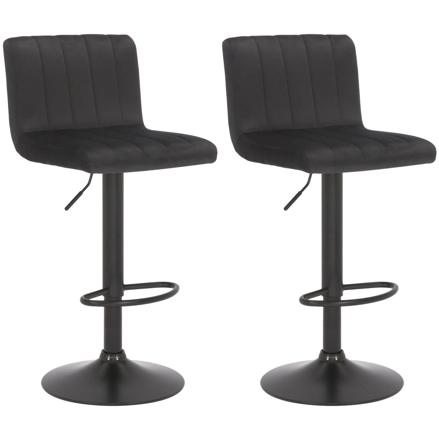 CLP 2er Set Barhocker Jamie Samt Schwarz