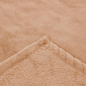 Beige Bestlivings Kuscheldecke mit Ärmeln, weiches Coral-Fleece Material.