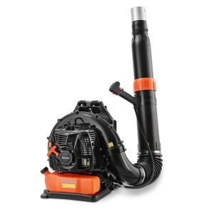 FUXTEC Benzin-Laubbläser, schwarz-orange, mit Rucksacksystem und Blasrohr. Ideal für Garten & große Flächen.