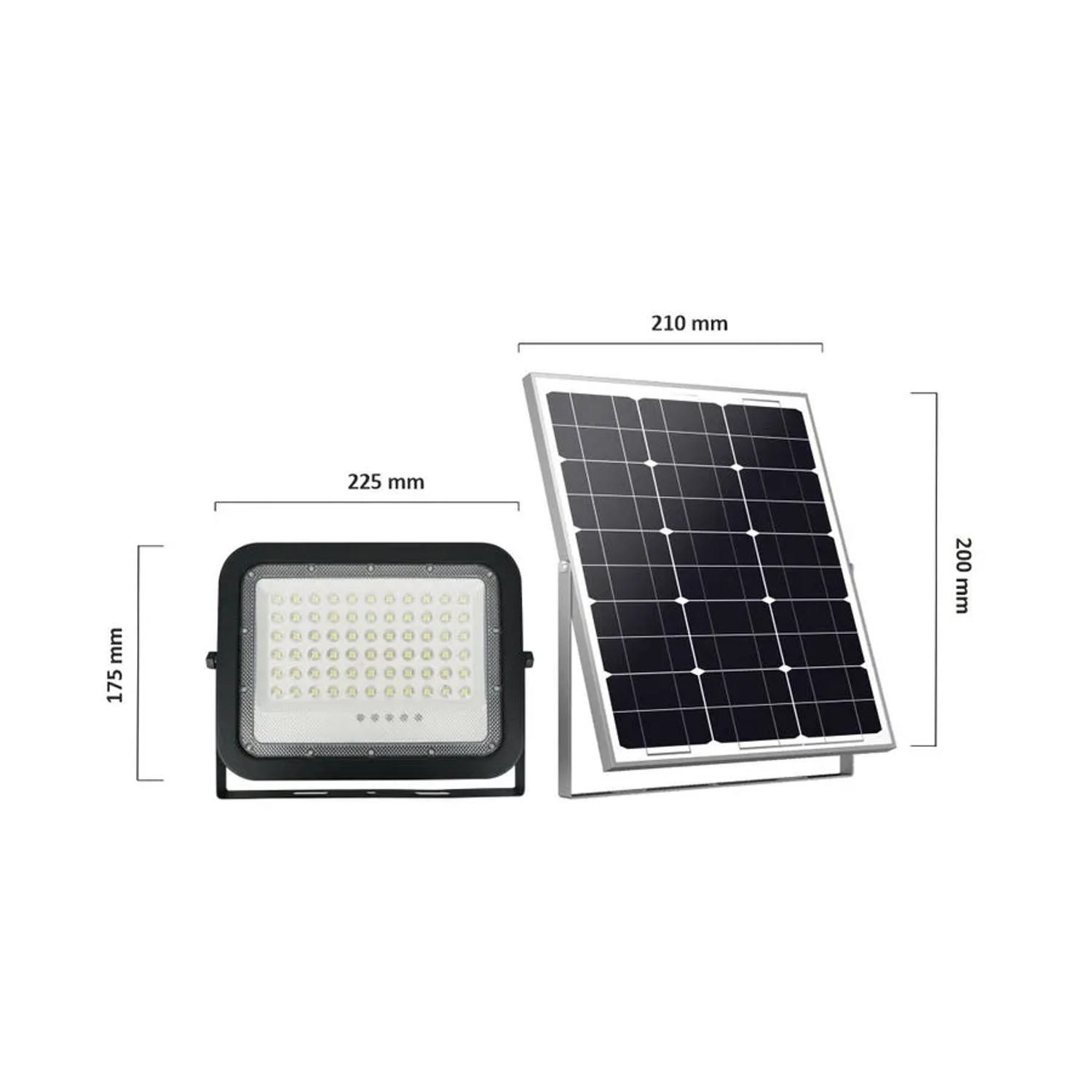 ENOVALITE Solarstrahler PRO 50W mit Solarpanel, Dämmerungssensor und Fernbedienung, Kaltweiß