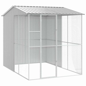 vidaXL Vogelkäfig Grau 215 x 310 x 247 cm Verzinkter Stahl 3325177
