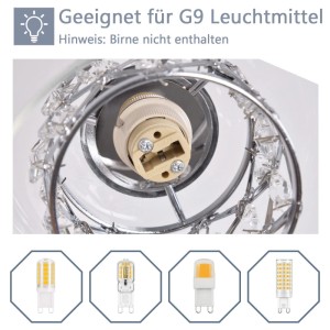 ZMH Pendelleuchte 1 flammig Modern Kristall Glas 120cm Höhenverstellbar G9 Hängeleuchte für Esszimmer Schlafzimmer Bar