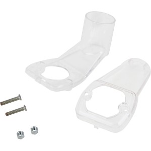 Ersatz-Staubabsaugungs-Adapter für LUX Oberfräse OF-1200 A, transparentes Kunststoff, mit Schrauben und Muttern.