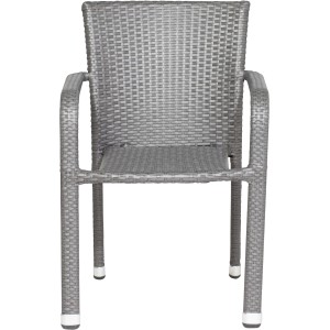 Grauer Siena Garden Stapelsessel Minas aus wetterfestem Gardino-Geflecht und Aluminium.