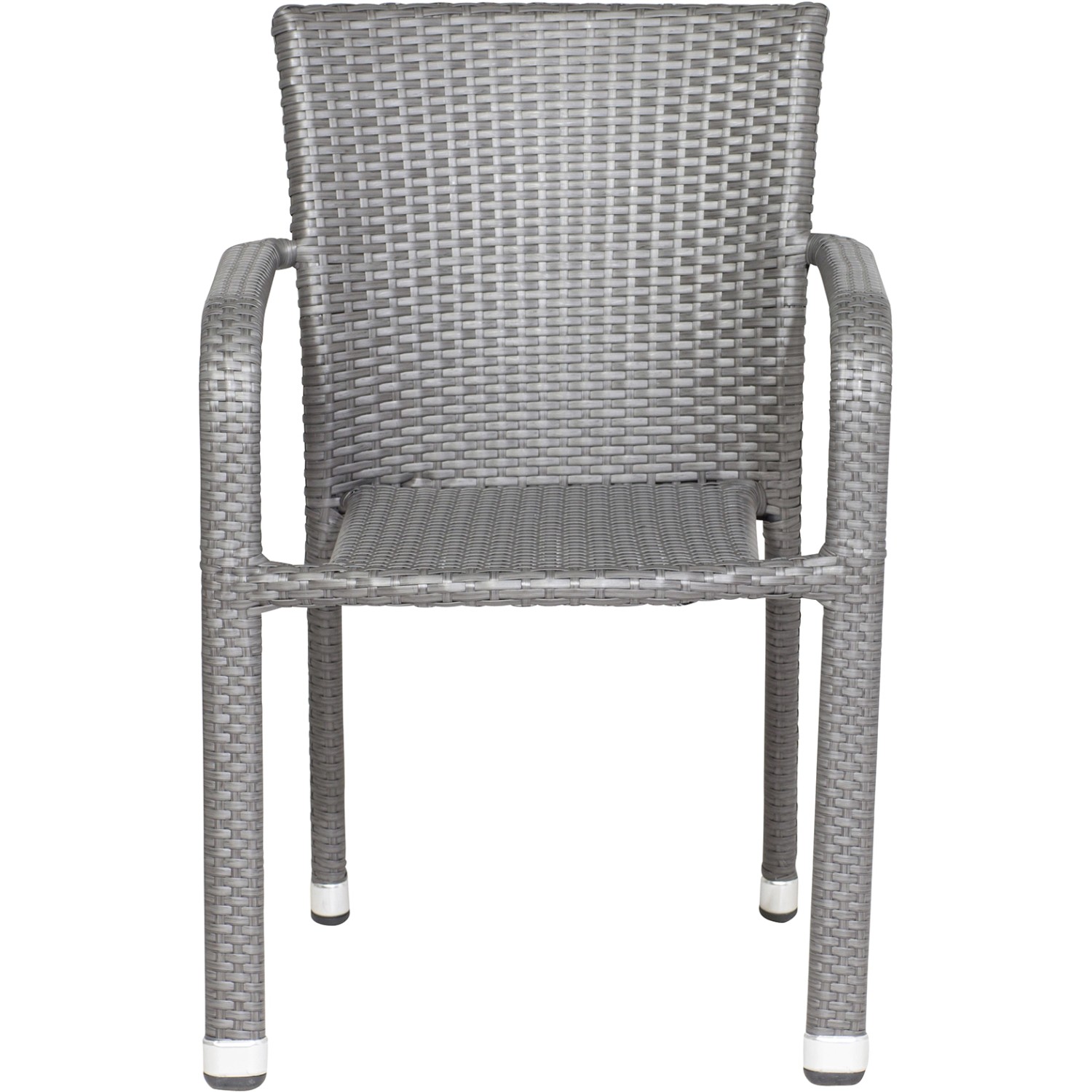 Grauer Siena Garden Stapelsessel Minas aus wetterfestem Gardino-Geflecht und Aluminium.