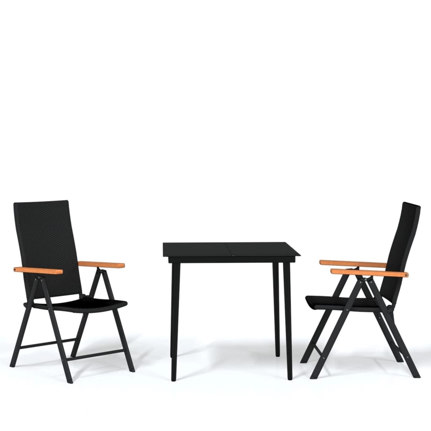 vidaXL 3-Tlg Garten-Essgruppe Schwarz 3099119