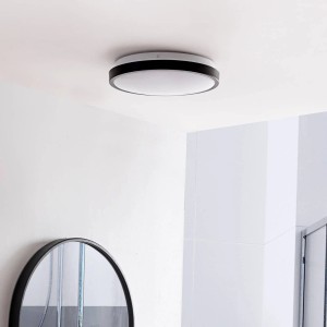 Lindby LED Deckenleuchte Medon 10013341 Modern in Schwarz aus Metall 1-flammig Badezimmerleuchte