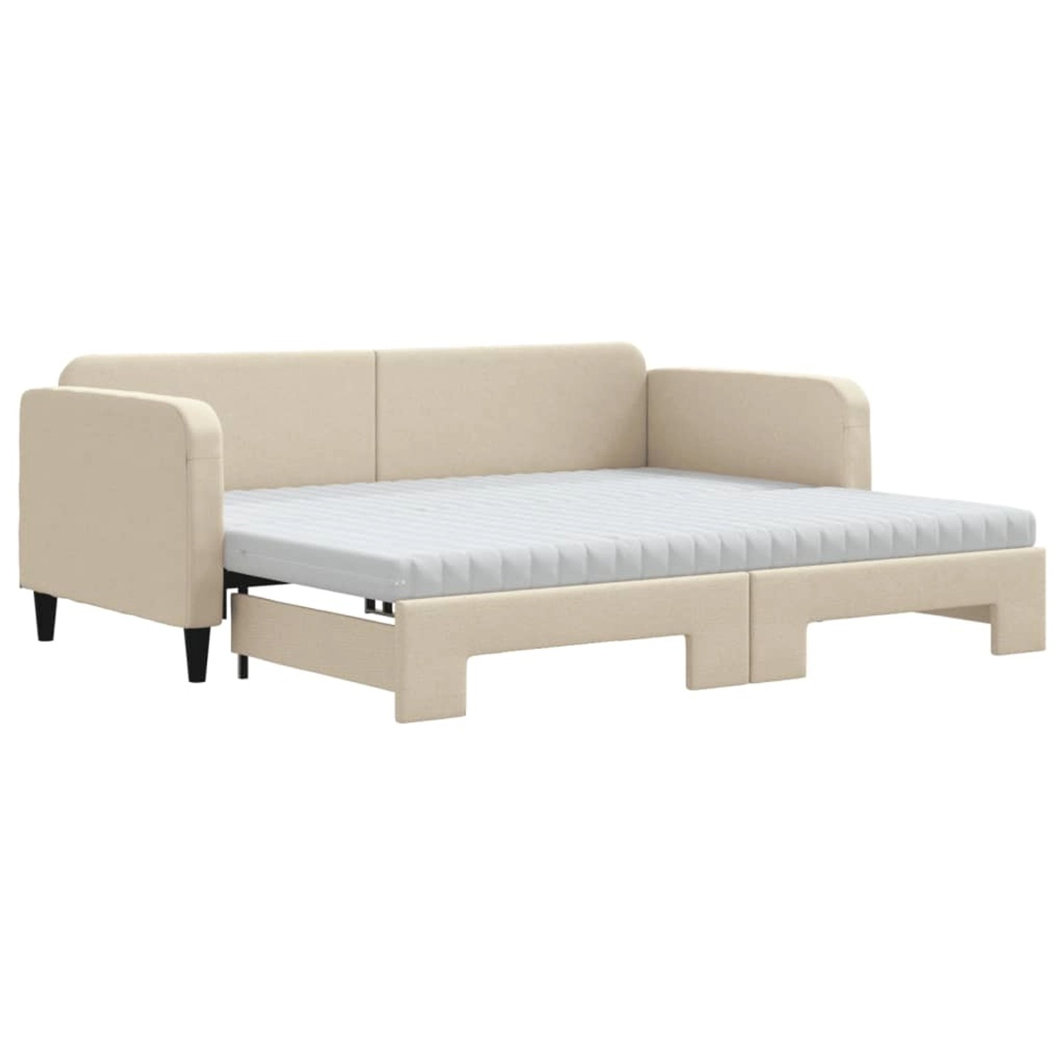 vidaXL Tagesbett Ausziehbar mit Matratzen Creme 90x200 cm Stoff1883321