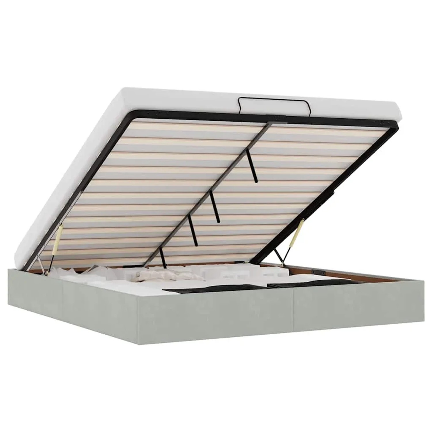 Thumbnail - vidaXL Ottoman-Bett ohne Matratze Hellgrau 200x200 cm Samt 3310985