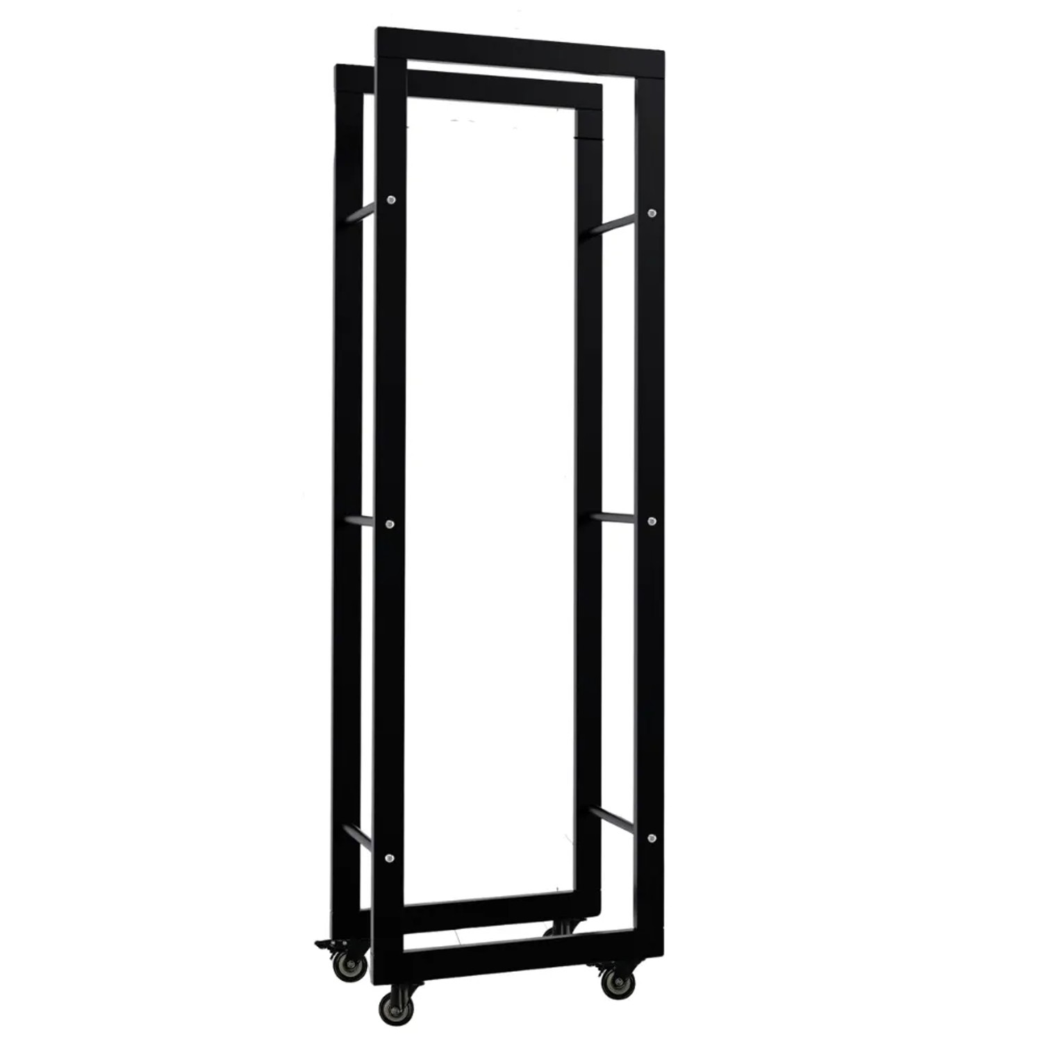 DELUKE Kaminholzregal Innen Metall SATLO Mit Rollen Brennholzregal Innen Kaminholzständer Feuerholzregal Schwarz 25x40x125cm