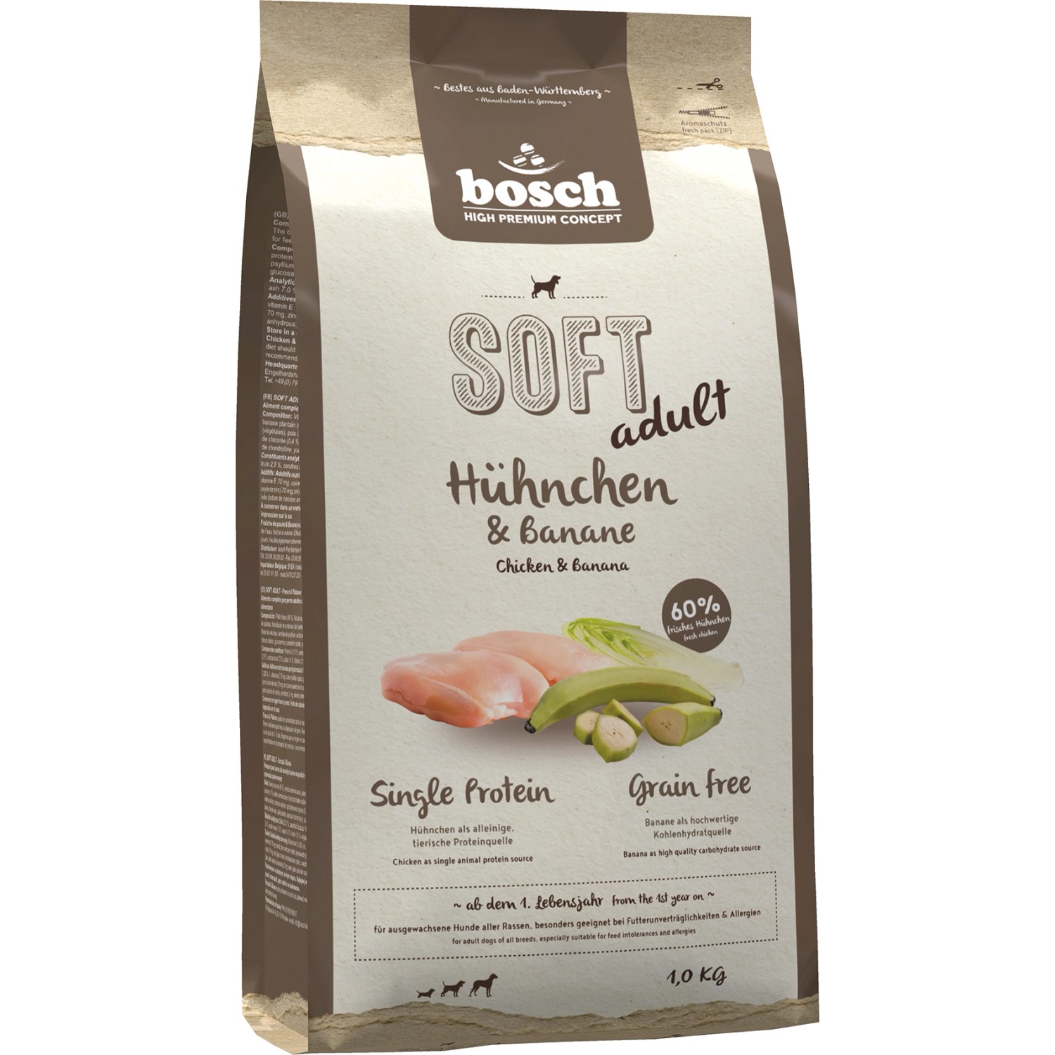 Bosch Pets Hunde-Trockenfutter Soft Hühnchen und Banane 1 kg