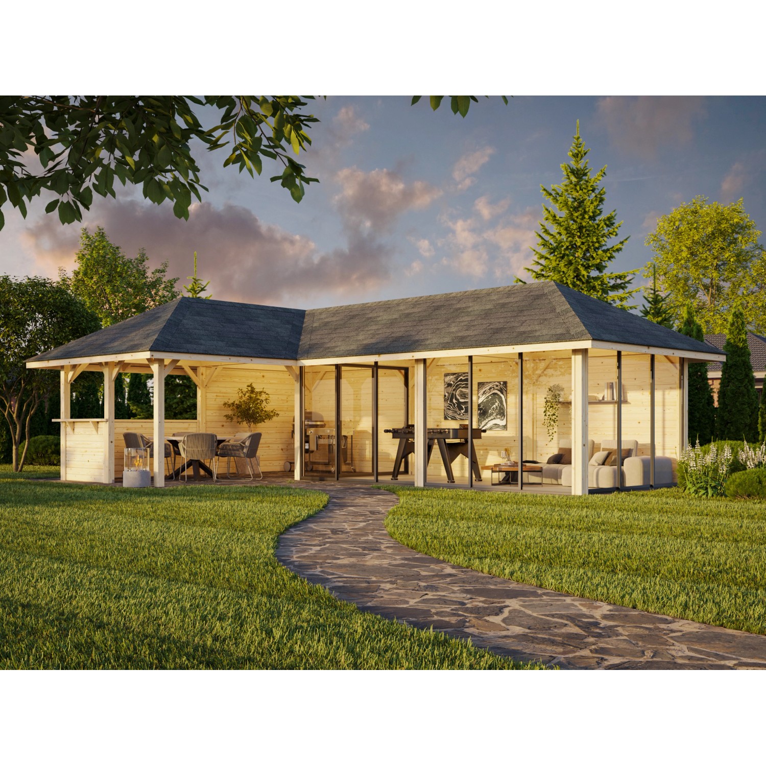 Palmako Pavillon Bianca Set 221 Slide 876 x 588 cm Lackiert Weiß FSC® günstig online kaufen