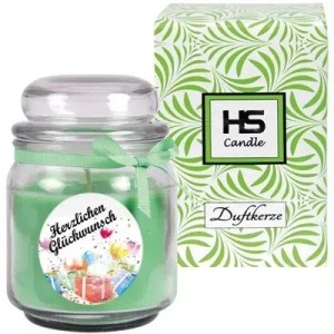 HS Candle Duftkerze Happy Birthday im Glas mit Geschenkverpackung.