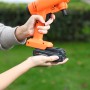 Yard Force Akku-Mitteldruckreiniger LW C02B, 20 V, mit Akku und Ladegerät in der Hand.