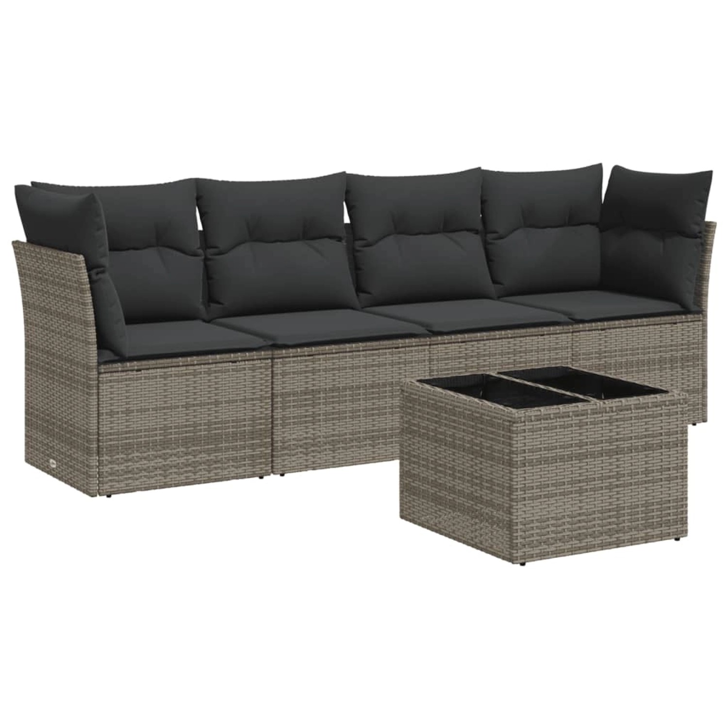 vidaXL 5-Tlg Garten-Sofagarnitur mit Kissen Grau Poly Rattan 3217240 günstig online kaufen