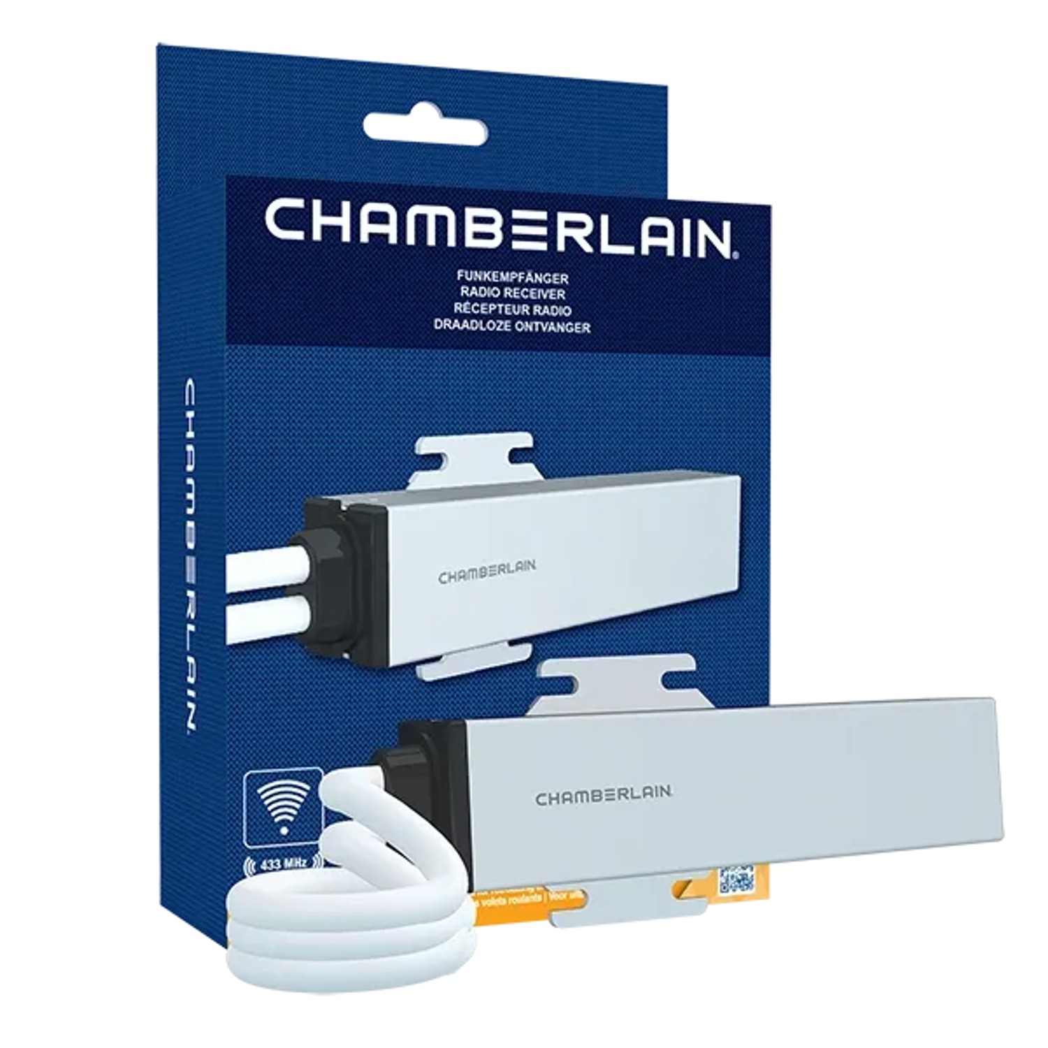 Chamberlain Funkempfänger RRX1-10 zur Funk-Aufrüstung von elektrischen Rollladenmotoren.