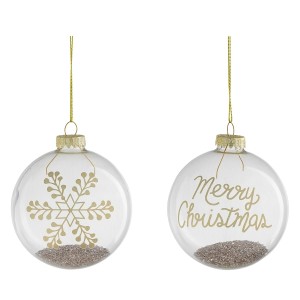 House of Seasons: Transparente Weihnachtskugeln mit goldenen Motiven und Glitzer, 8 cm Ø.