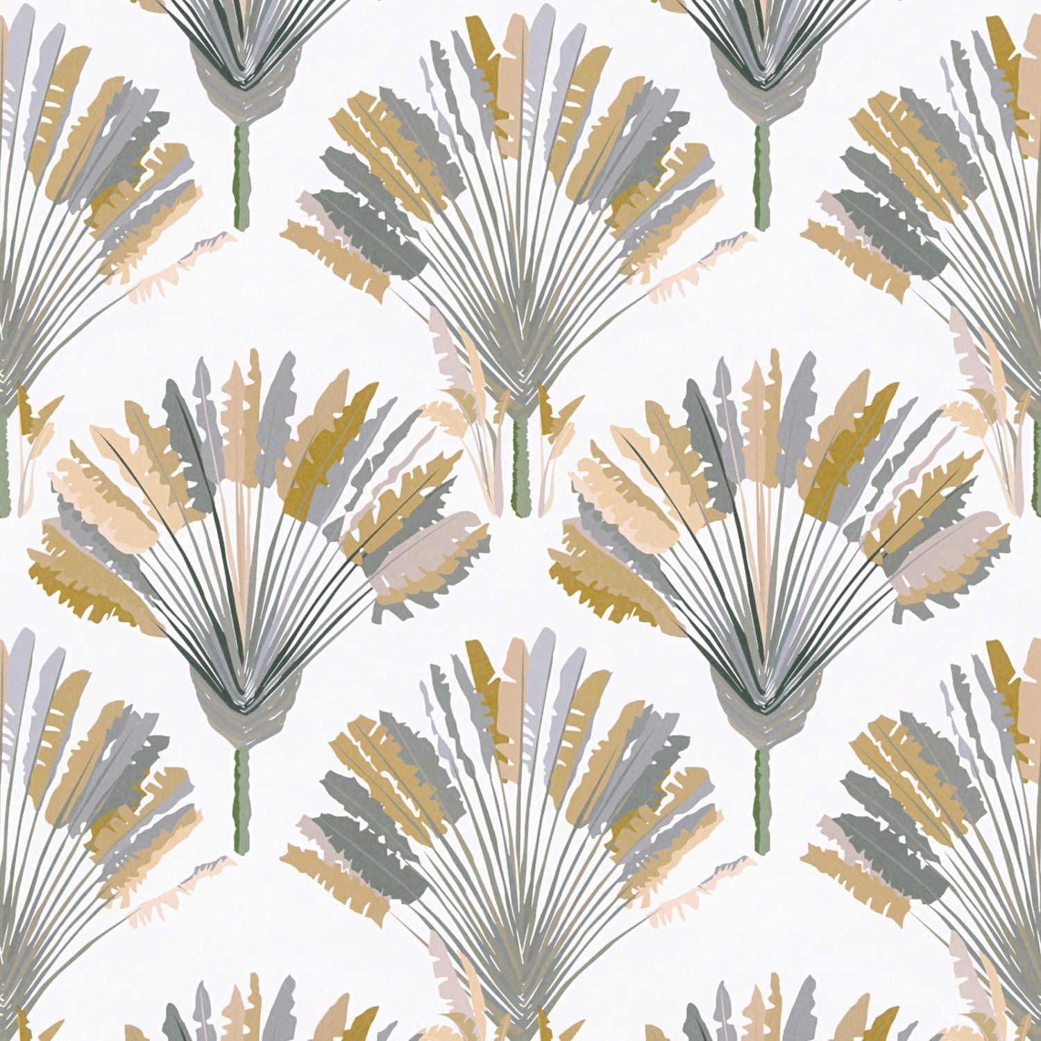 Bricoflor Moderne Palmentapete Nordisch Moderne Tapete mit Palmen Design in Feder Optik Weiße Vliestapete mit Muster in 