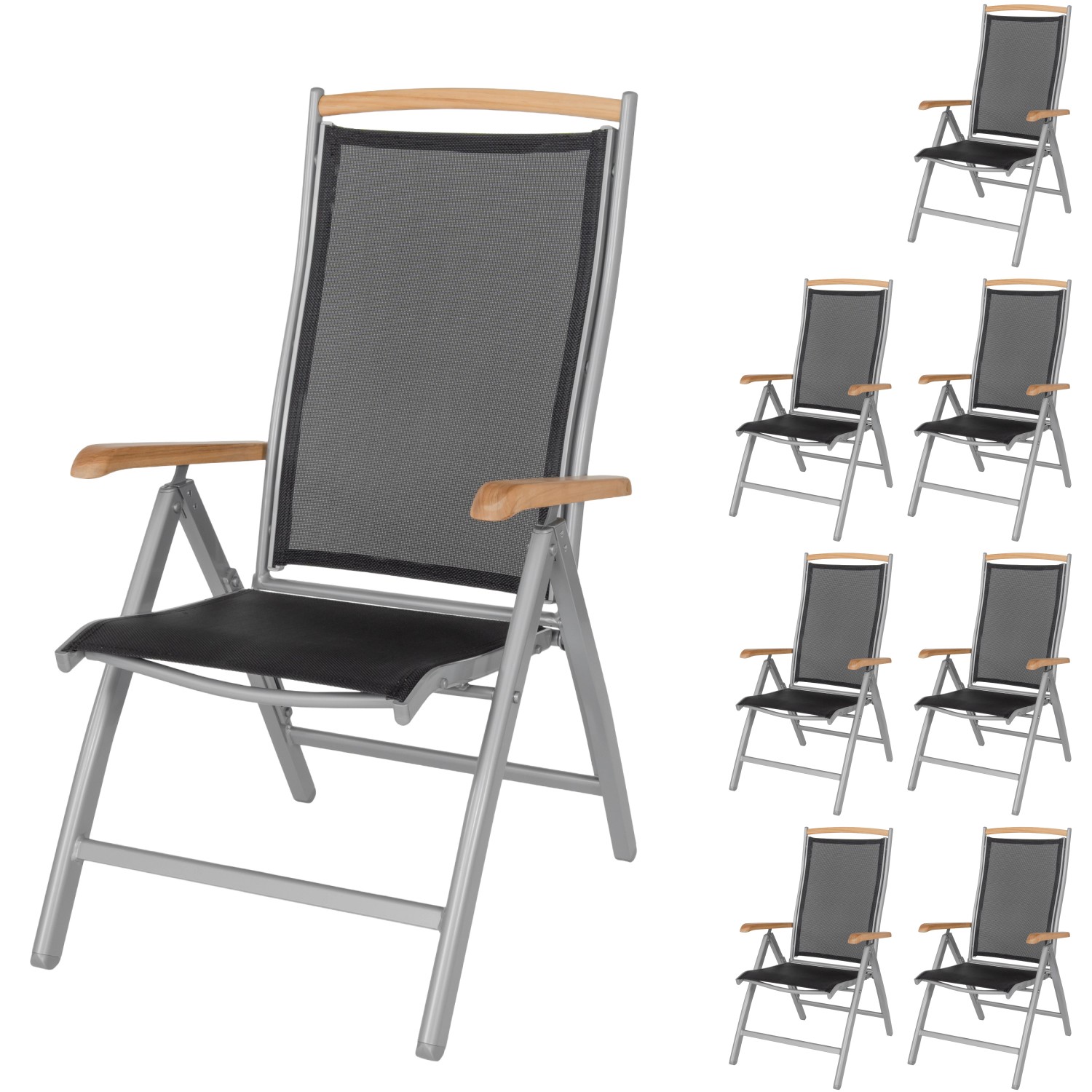 ib style Gartenstuhl 8er Set Diplomat Klappstuhl aus Aluminium und Teakholz günstig online kaufen