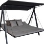Angerer Hollywoodschaukel 3-Sitzer Lounge Smart Sand mit Sonnendach und Liegefunktion.