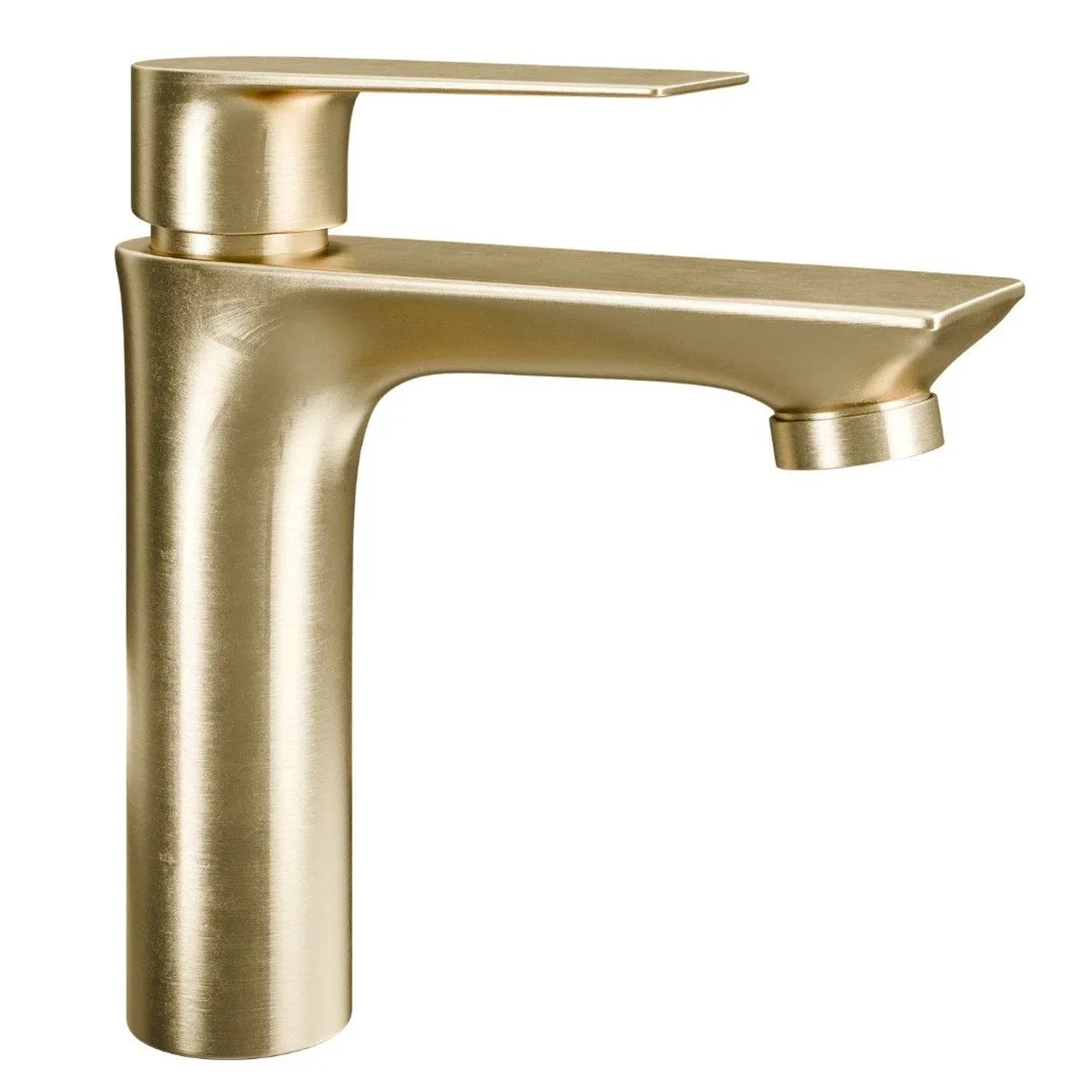 Planetmöbel Einhebelmischer Waschtischarmatur 17 cm Gold Brush Messing Keramikkartusche
