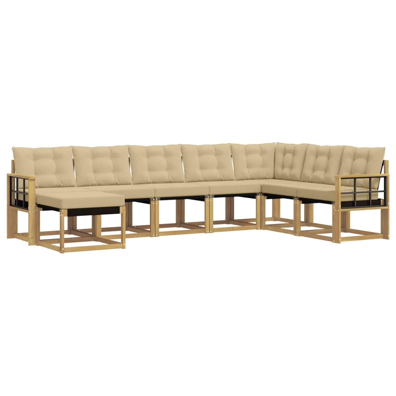 vidaXL Outdoor-Sofagarnitur mit Kissen 8-Tlg Weiß und Beige 3389771