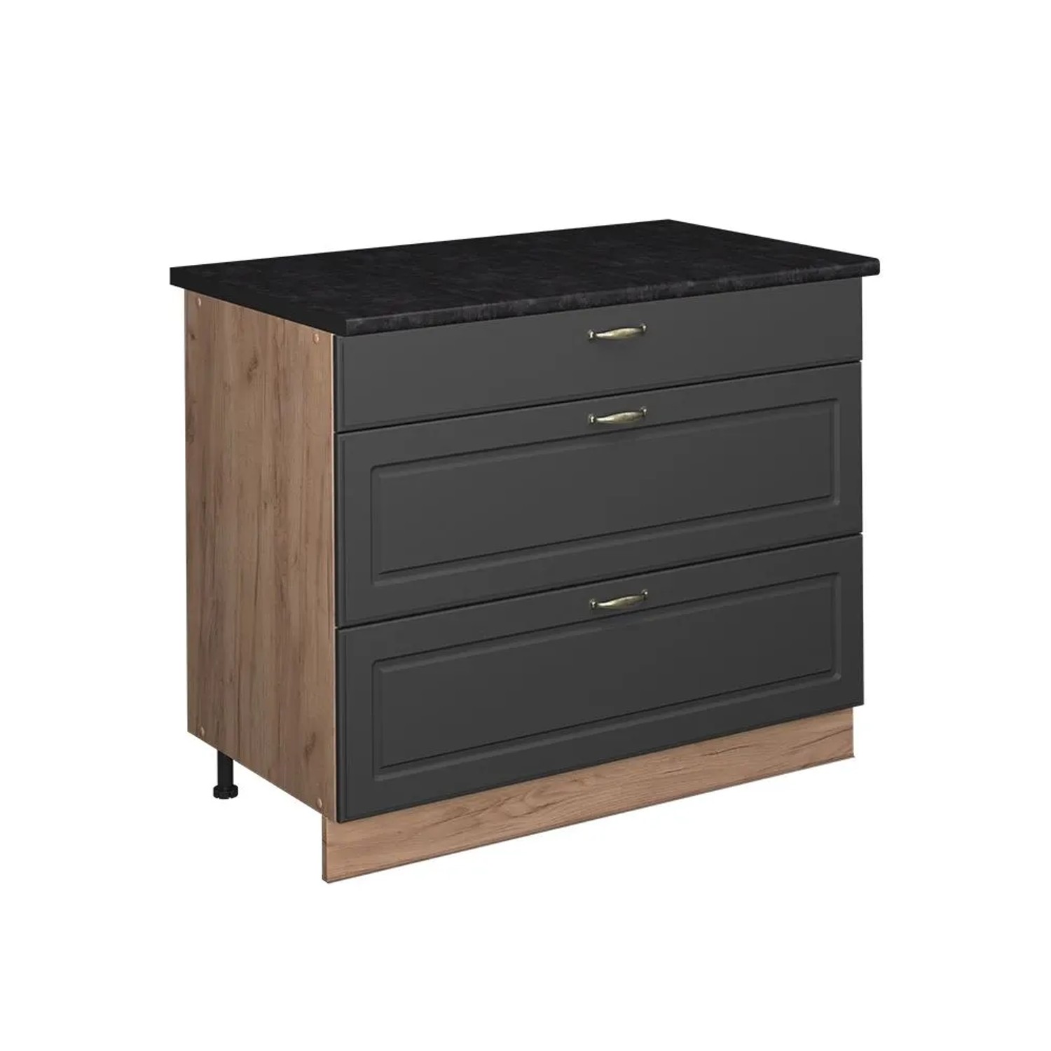 Vicco Küchenunterschrank Fame-Line Anthrazit-Gold Landhaus/Goldkraft Eiche 100 x 82 AP Anthrazit Art Nr 62033