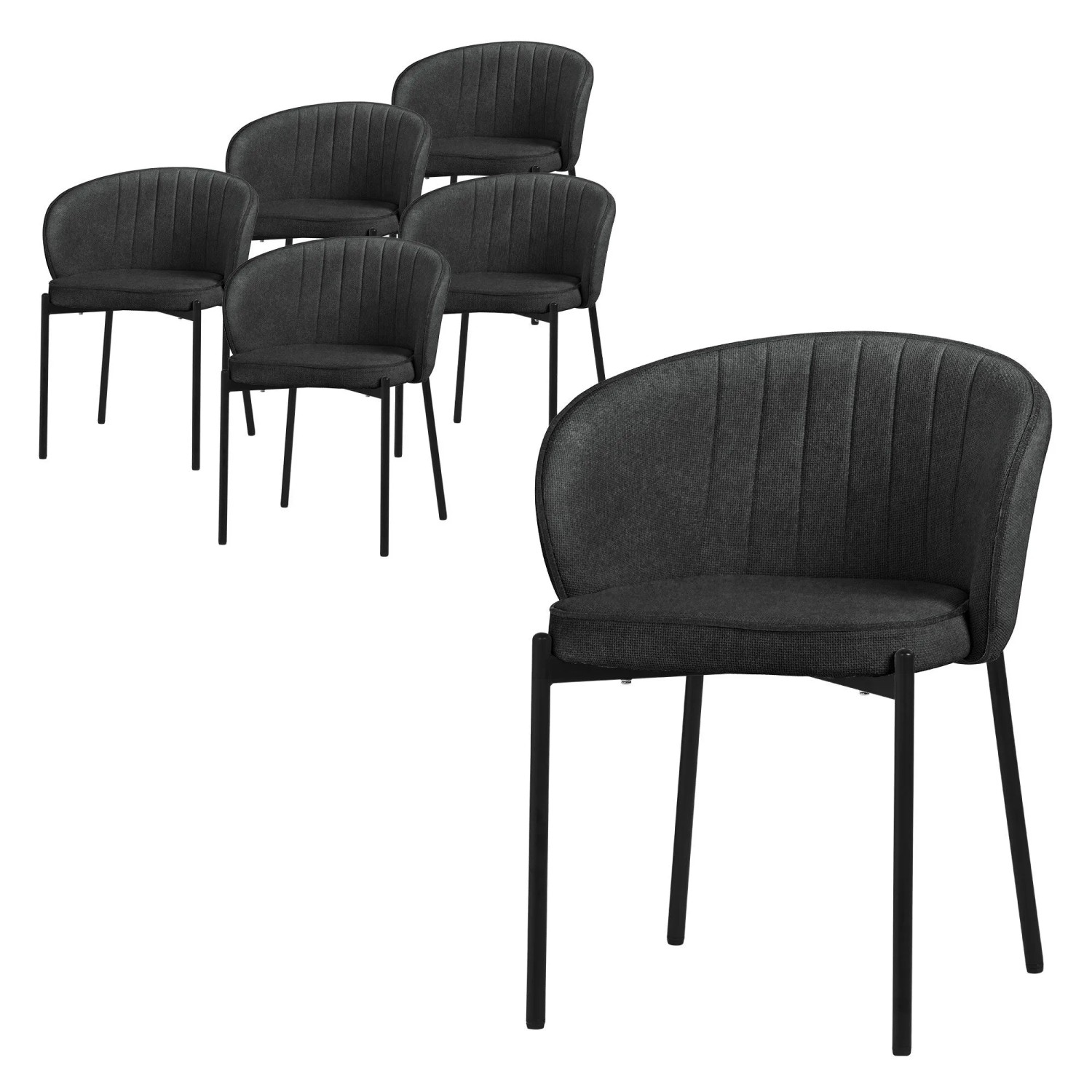 ML-Design Esszimmerstühle 6Er Set Anthrazit mit Stoffbezug